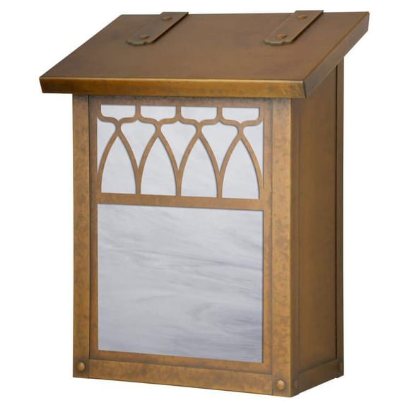 Americas Finest Lighting AF-3101-WB-WW Window 13 Verical Mailbox, Wispy White - Warm Brass