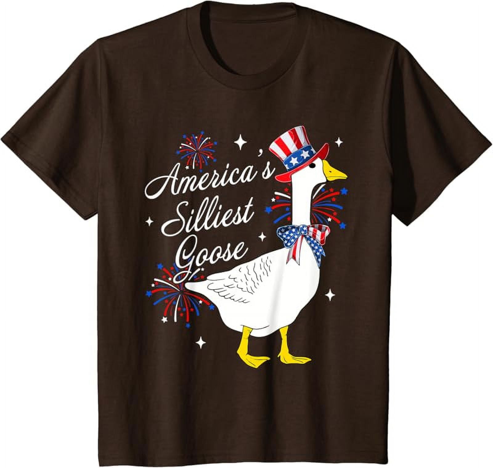 Americas- Silliest Goose Fourth of- July Silly Goose- Fireworks T-Shirt ...