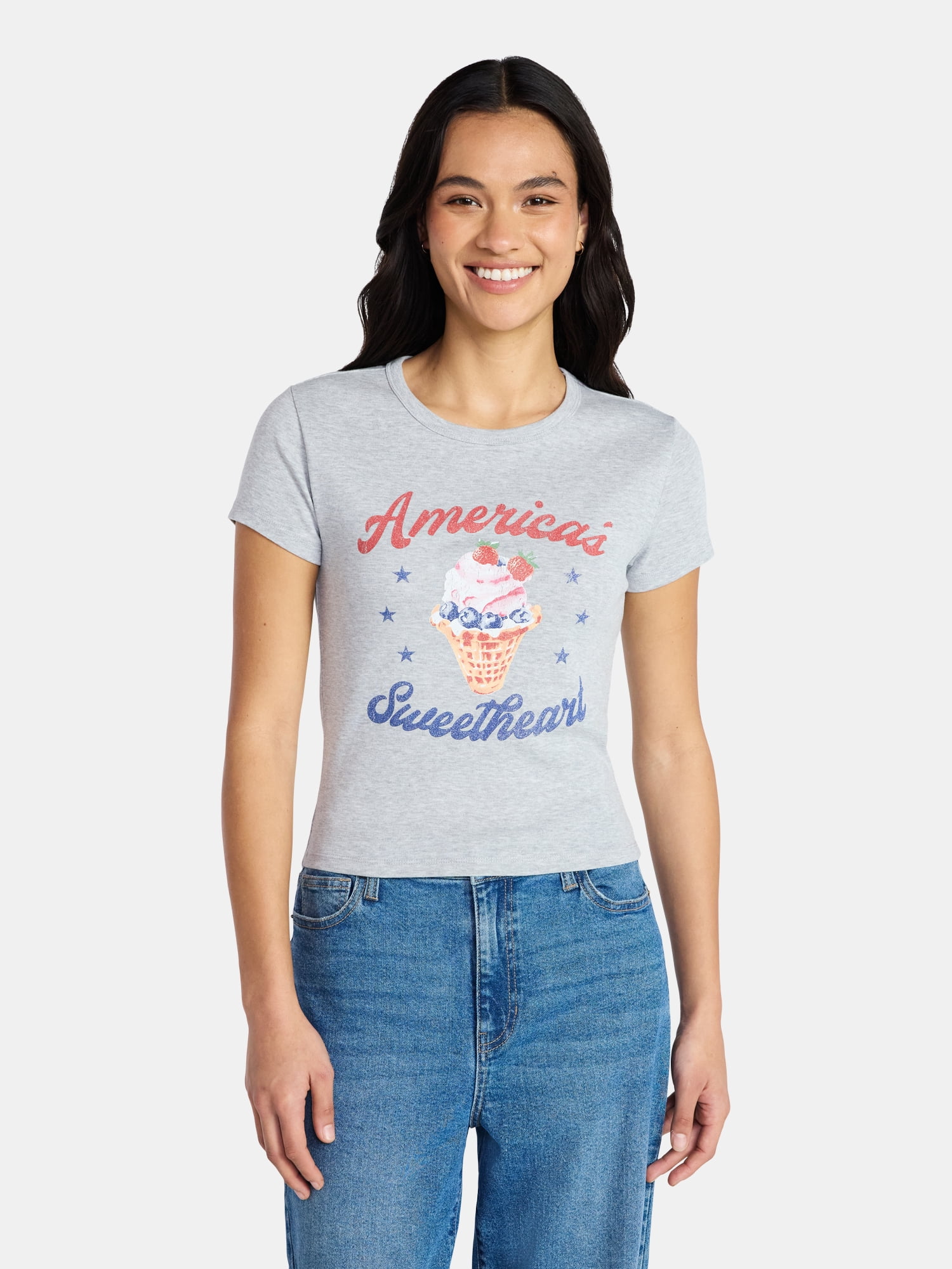 Americas Sweetheart Women's Graphic Tee with Short Sleeves, Sizes