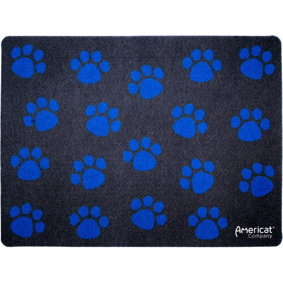 Americat Cat Feeding Mat Machine Washable, Waterproof, No-Slip Cat Placemat Protect Floors from Messy Eaters & Drinkers 16 x 12 Inches (Paw Prints)