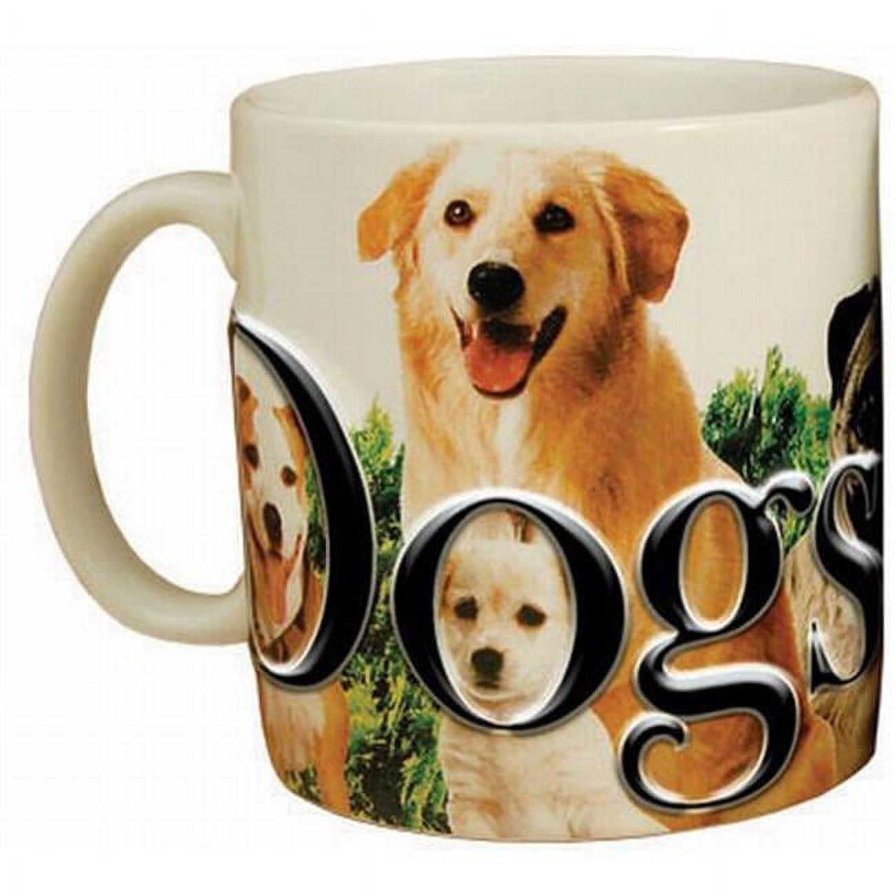 Dogs Rule 18 oz White Ceramic Mug with Embossed Lettering