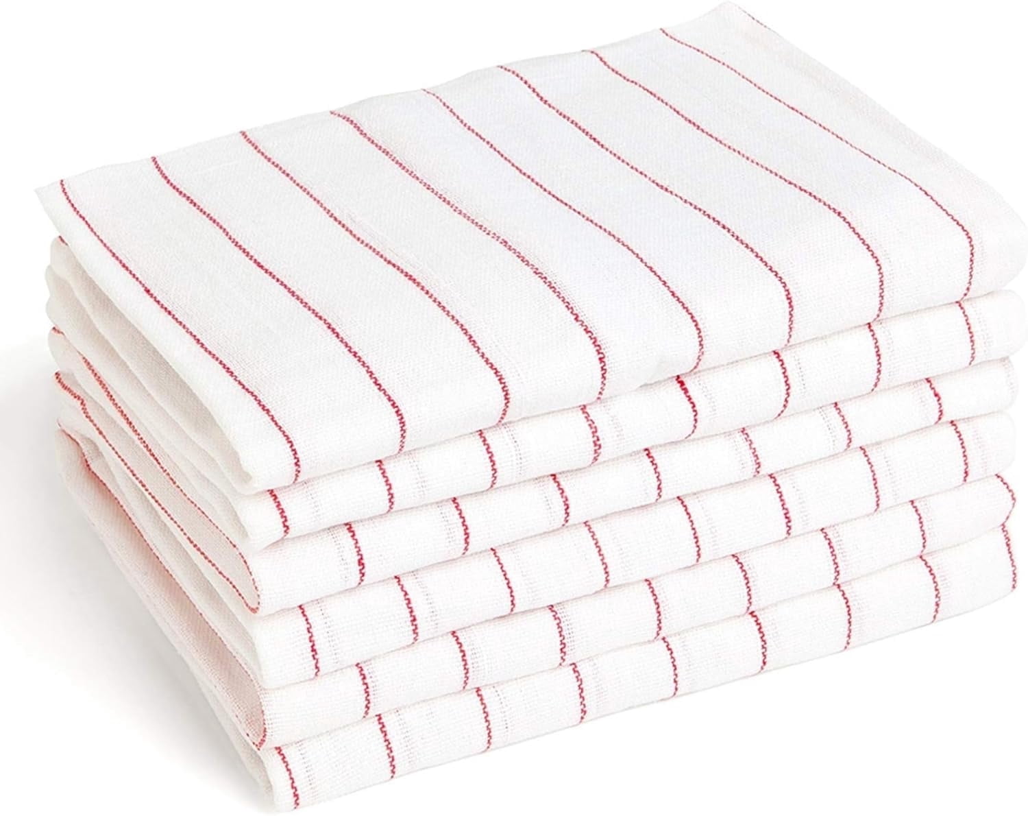 Americlassic Glass Towels Cotton s Red Pinstripe 60 Pack– Absorbent Dish & Kitchen Towel  16x26 Inch for Home & Restaurant