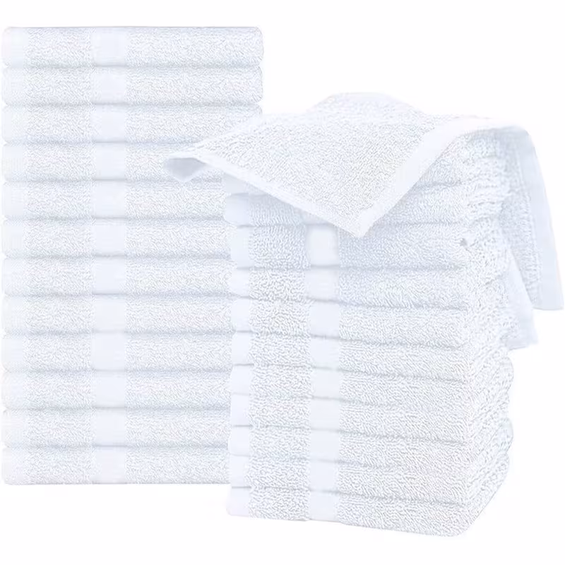 Americlassic Cotton Washcloths 60 Pack, 12 x 12 Inch Soft & Absorbent Fingertip Towels, Fast Drying Face Wash Cloths for Bathroom, Spa, Hotel & Gym (White)