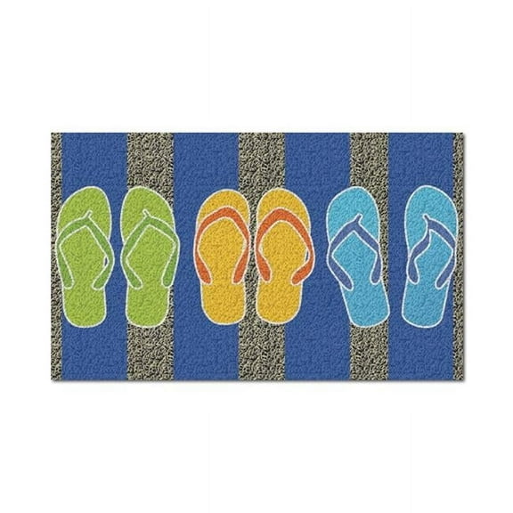 Americo 6305FFS830 Flip Flops Stripes Printed Mat, Front Runner - 8 x 30 in.