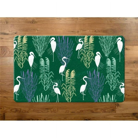 Americo 7170CRE830 Cranes Reeds Emerald Printed Mat, Eversoft - 8 x 30 in.