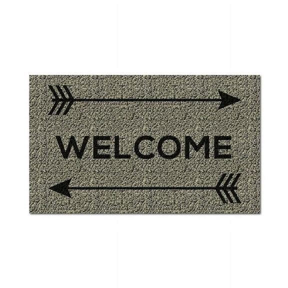 Front Runner Welcome Arrow Mat Letter Print - High Pile PVC - 18" x 30" Beige
