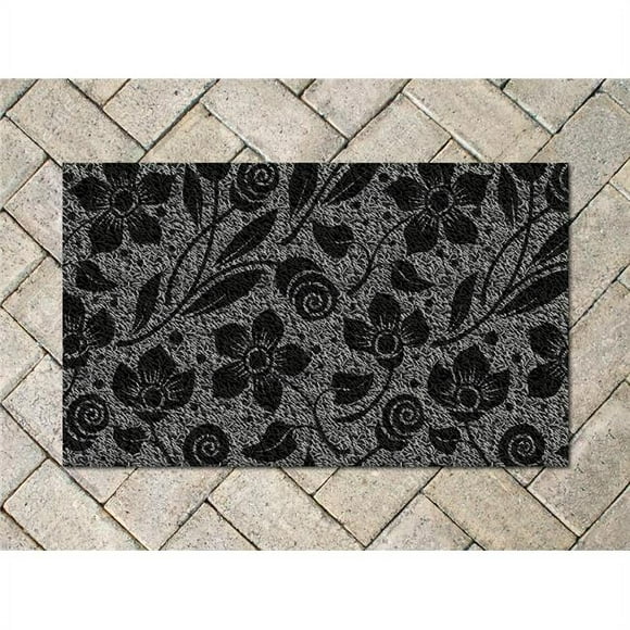 Americo Home Front Runner 18 In. x 30 In. Gray Flowers & Swirls Mat