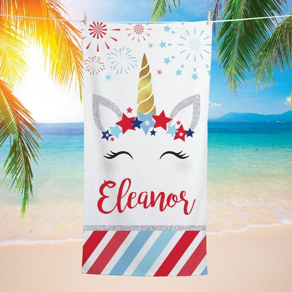 Americorn Personalized Plush Velour Beach Towel