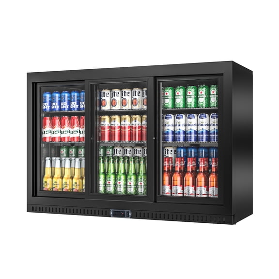 Amerikit Back Bar Cooler with 3 Glass Sliding Doors, 12.3 cu.ft Under Counter Height Beverage Refrigerator for Beer, Wine, Soda, Drinks, ETL Approved