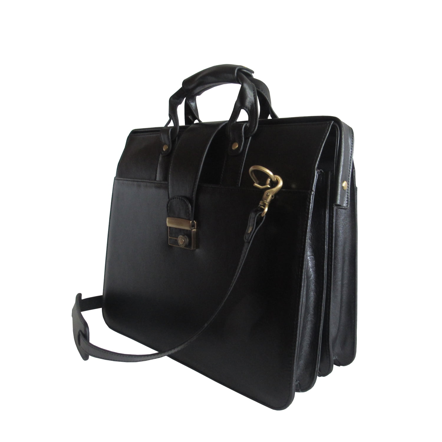 AmeriLeatherLeather Doctor's Carriage Bag - Top Grain Leather Briefcase for Men & Women-Color:Black