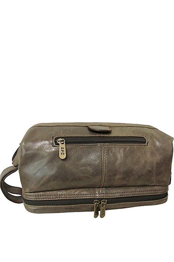 26-3 Amerileather Leather Toiletry Bag, Grey