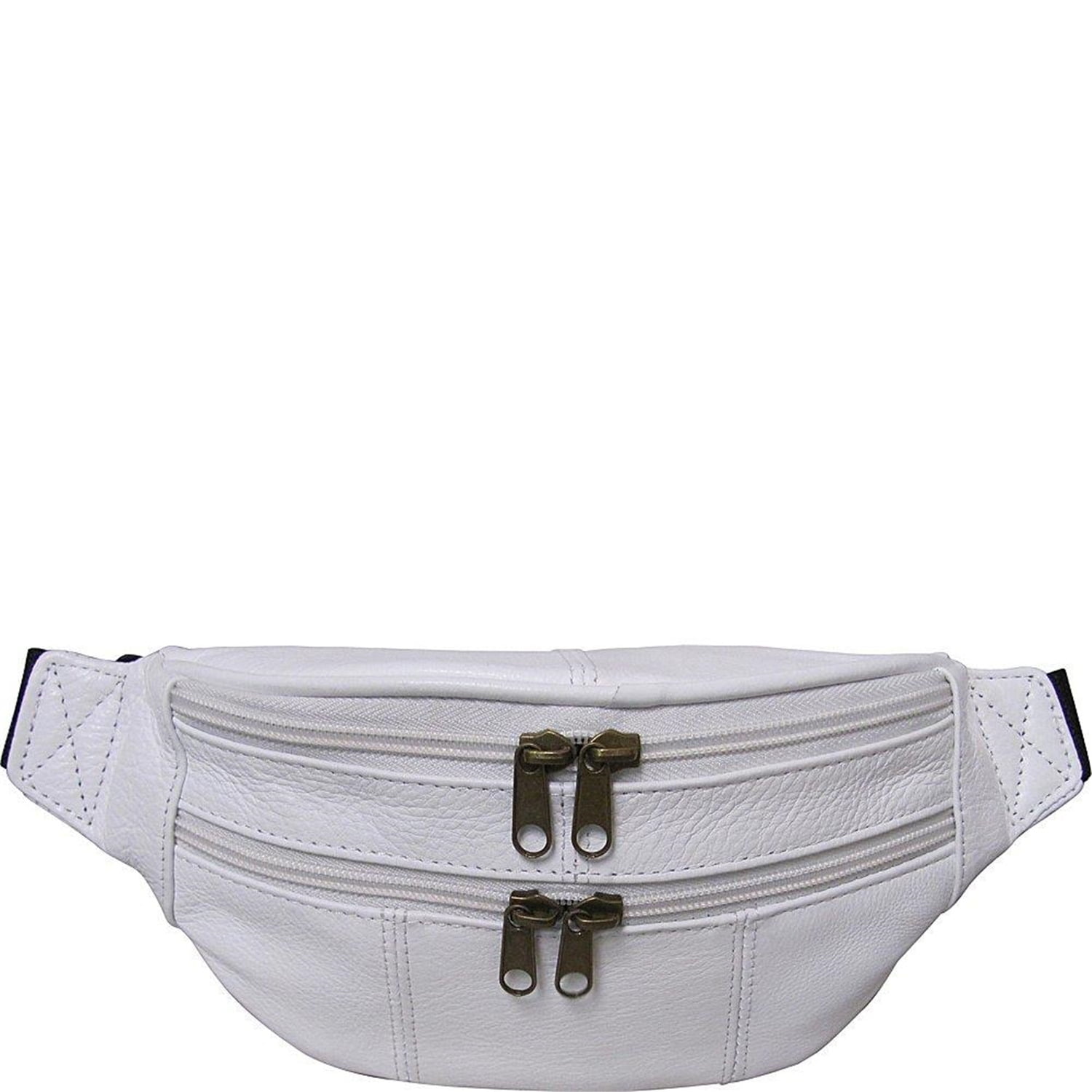 AmeriLeatherLeather Fanny Pack - Adjustable Belt Bag for Women & Men - Travel Waist Pack-Color:White