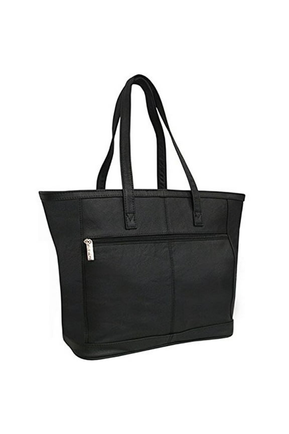Cosmopolitan Leather Tote Bag - Stylish & Secure Women's Handbag-Color:Black