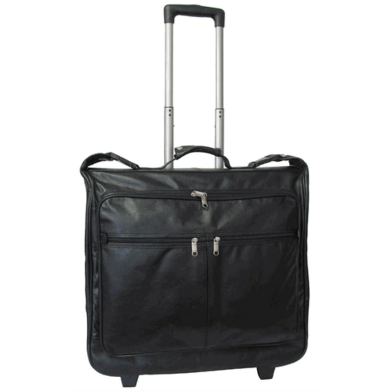 Amerileather Cowhide Leather Black 21.5-inch Wheeled Garment Bag 