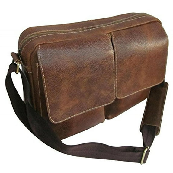 AmeriLeather Dual Flap Leather Messenger-Color:Brown