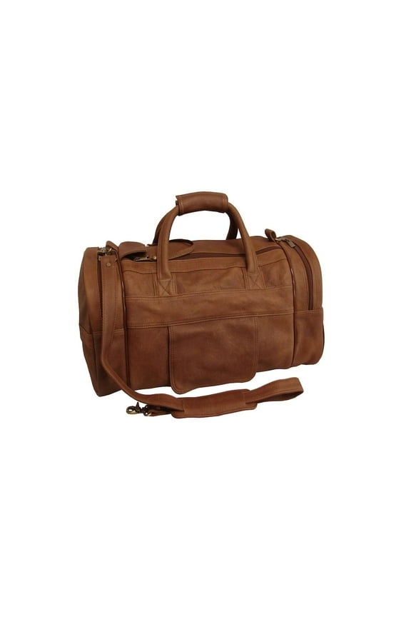 Leather 20-inch Dual Zipper Duffel in Brown Color