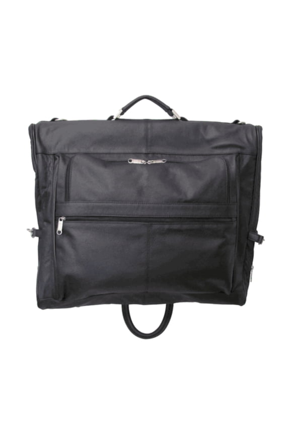 Leather 3-suit Garment Bag in Black Color