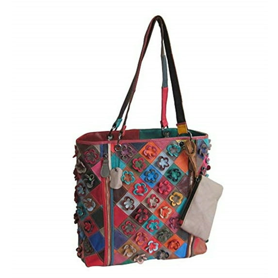 Amerileather Maxille Rainbow Leather Tote Bag
