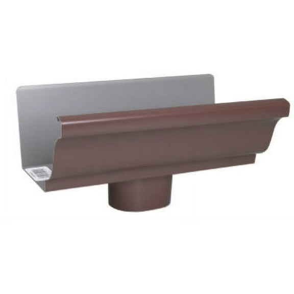 Amerimax 1901019 Galvanized Steel End with Drop for 4" Gutter, Brown, 4", Each