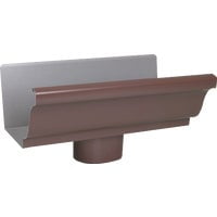 Amerimax 4 In. Galvanized Steel Brown K-Style Gutter End with Outlet 1901019