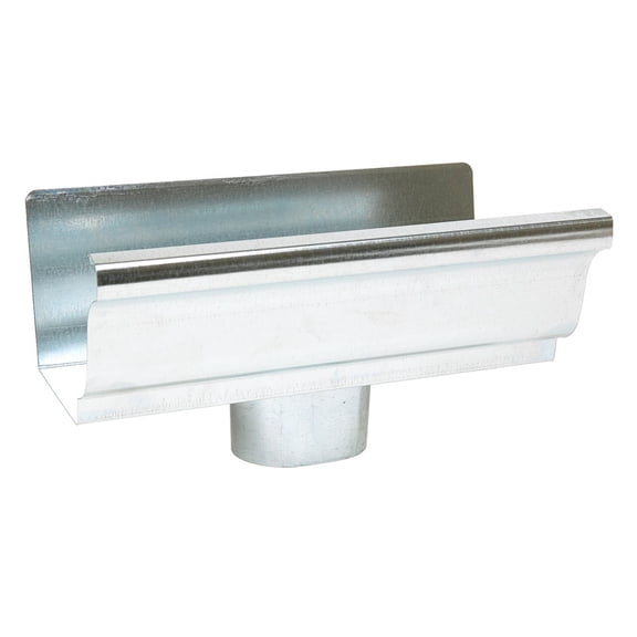 Amerimax 4 In. Galvanized Steel K-Style Gutter End with Outlet 15010