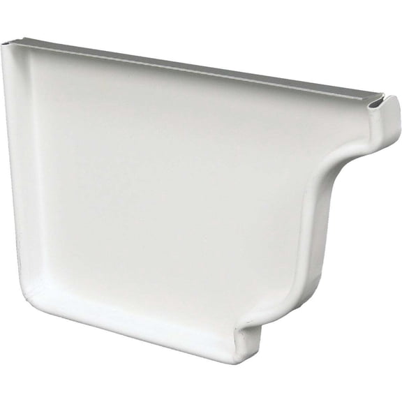 Amerimax Home Products Left End Gutter Cap - 5 Inch Galvanized, Easy Installation - White