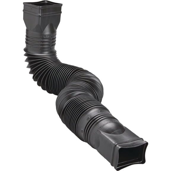 Amerimax Home Products Flex-A-Spout Downspout Extension - Durable Plastic - Black — Residential Use, Standard Application