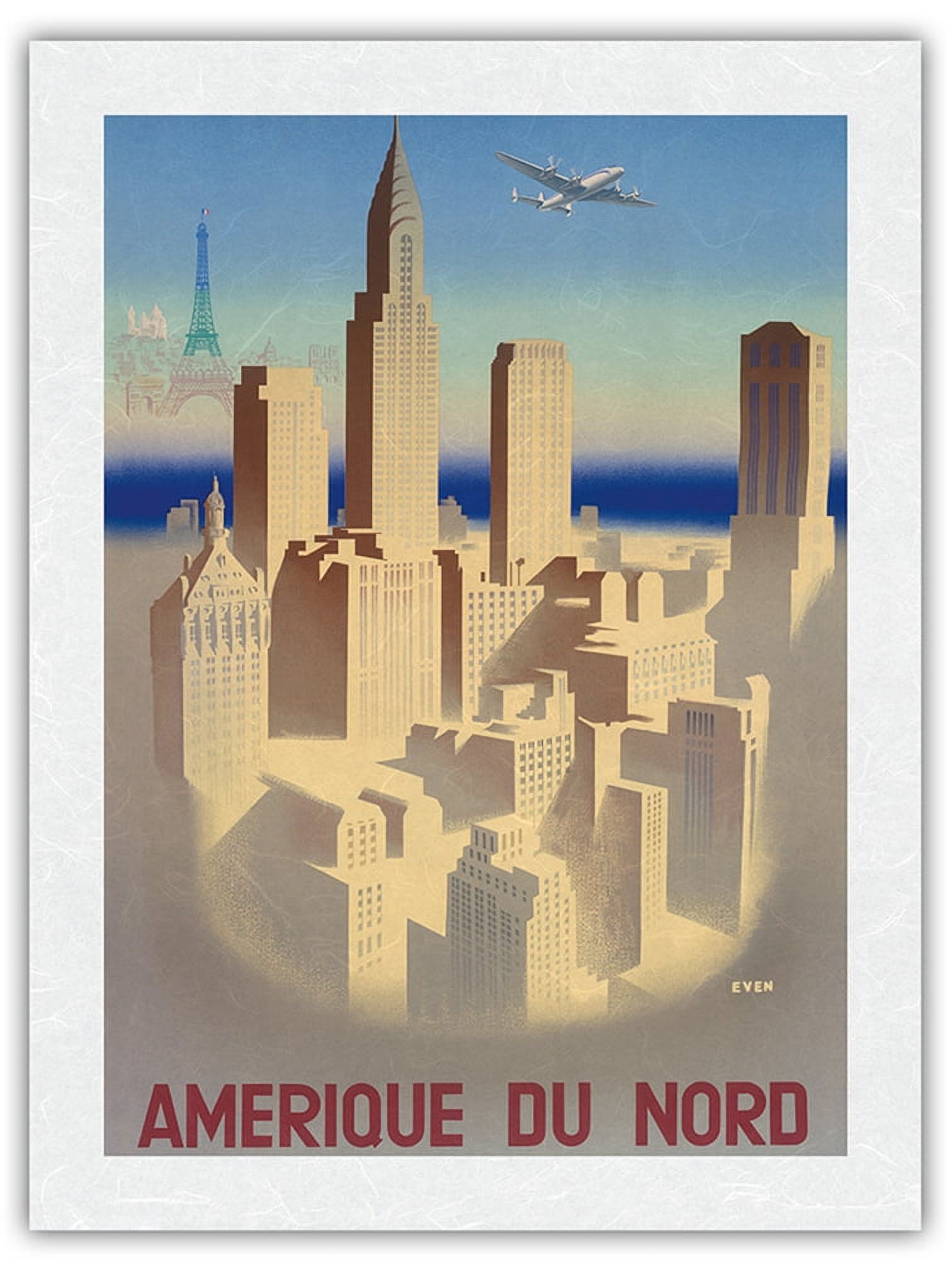 Affiche Vintage Airlines Amérique Du Nord – Poster HQ 50x70cm, Papier, Neuve