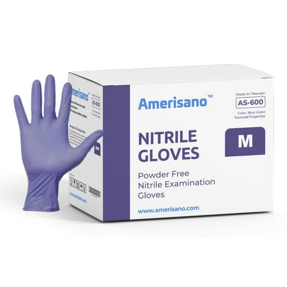 Amerisano 100% Nitrile Exam Gloves | Medical Grade, 510(k), Chemo rated, Disposable, Latex & Powder Free, 4 mil | Protective Gloves for Healthcare, Lab, and Home Use | Case of 1000, Medium, Indigo