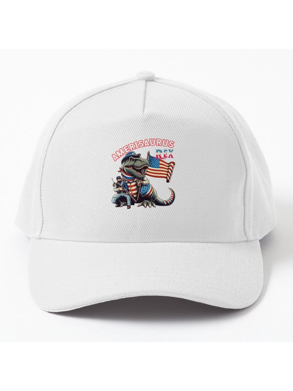 Amerisaurus Rex Baseball Cap, T-Rex American Flag Fourth of July Graphic Design, Classic Hat