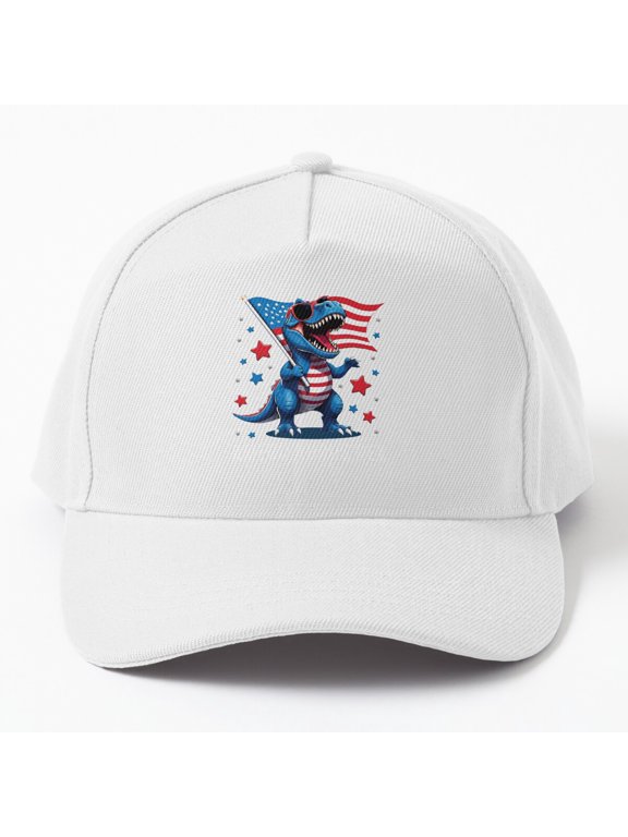 Amerisaurus Rex Baseball Cap, T-Rex Fourth of July American Flag Fan Graphic Design Hat
