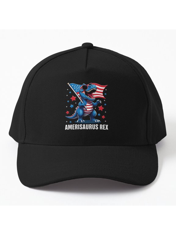 Amerisaurus Rex Baseball Cap, T-Rex Fourth of July American Flag Fan Graphic Design Hat