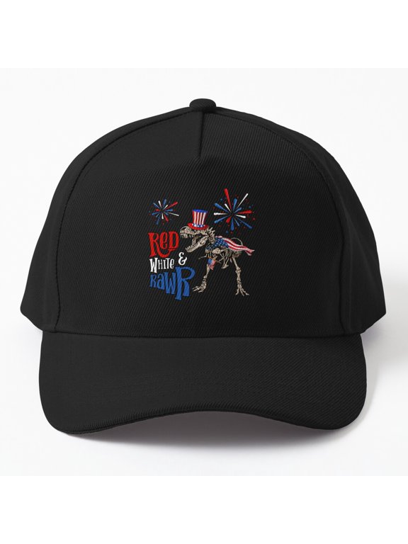 Amerisaurus Rex Baseball Hat, T-Rex Fourth of July USA Flag Dinosaur Graphic Design Cap