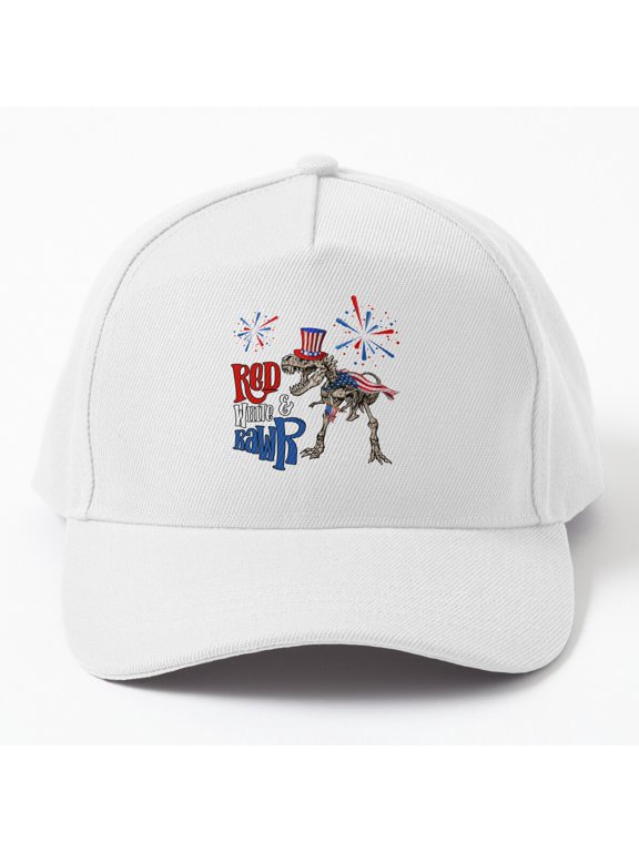 Amerisaurus Rex Baseball Hat, T-Rex Fourth of July USA Flag Dinosaur Graphic Design Cap
