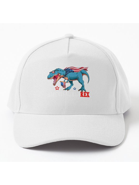 Amerisaurus T-Rex Baseball Hat, Fourth of July Dinosaur Independence Celebration Cap