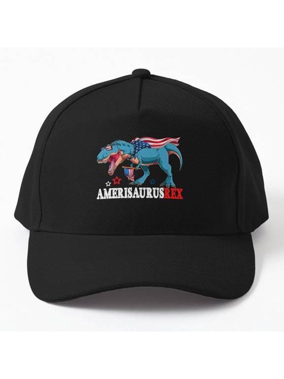 Amerisaurus T-Rex Baseball Hat, Fourth of July Dinosaur Independence Celebration Cap