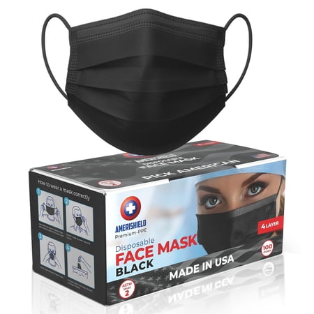 Amerishield ASTM Level 2, Made in the USA, Disposable Face Mask, FSA/HSA eligible, 4 Layer, Breathable & Comfortable for Allergy and Sun Protection, 50 Pack