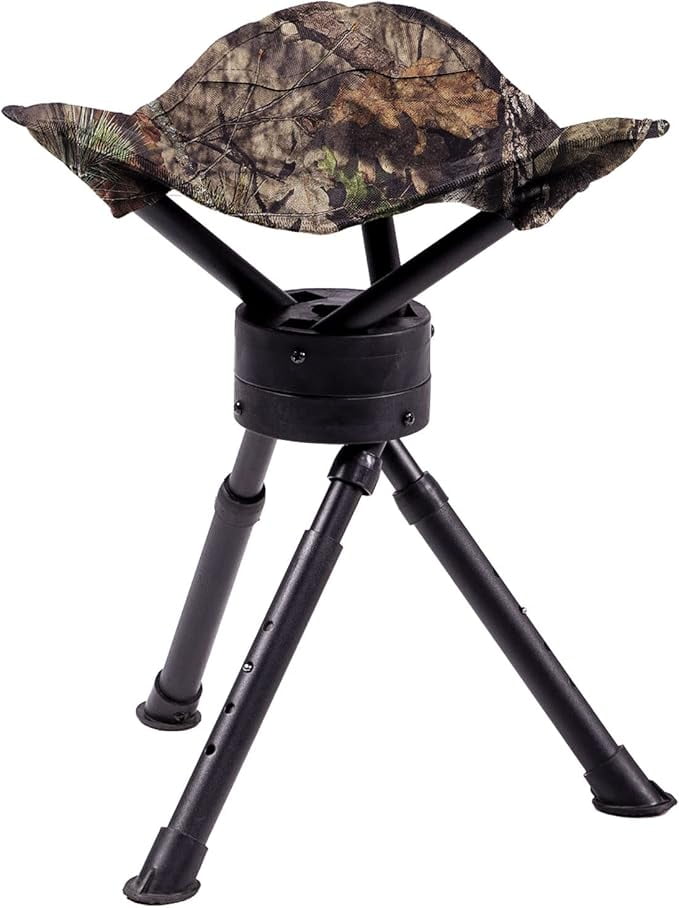 Ameristep Portable Folding Design Hunting Lightweight Tripod Swivel Stool, Mossy Oak Break-Up Country