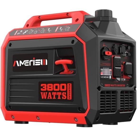 Amerisun Portable Inverter Generator 3800W Gas Powered, Long Runtime Gas Generator for Camping, Tailgating, Home Emergency Use, EPA Compliant