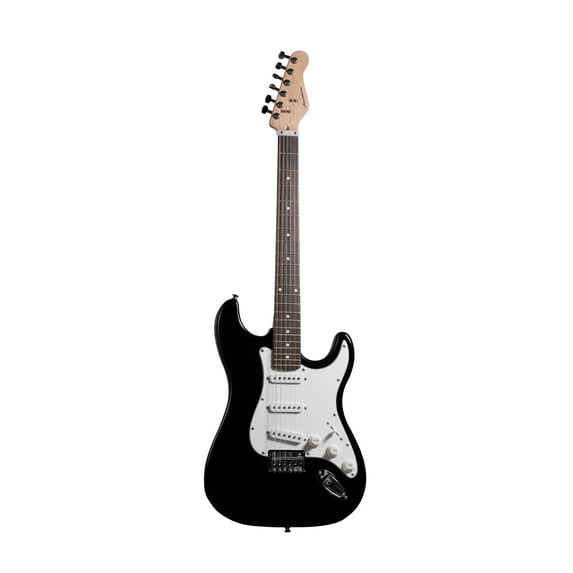 Ameritone "Learn to Play" Double Cutaway Black Electric Guitar with Play-A-Tab Chord Former, Headphone Amplifier, Gig Bag, and 3-Month Lesson Subscription
