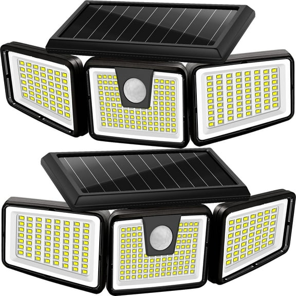 Ameritop Solar Outdoor Lights, 225LED 2500LM Solar Motion Sensor Lights, Solar Flood Lights with 3 Adjustable Heads, Waterproof Solar Wall Lights for Yard,Garage,Patio Entryways, 2Pack