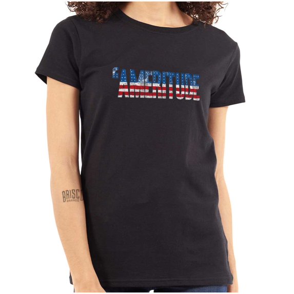 Ameritude American Attitude Funny Womens Slim Fit Graphic Tee Brisco Brands L
