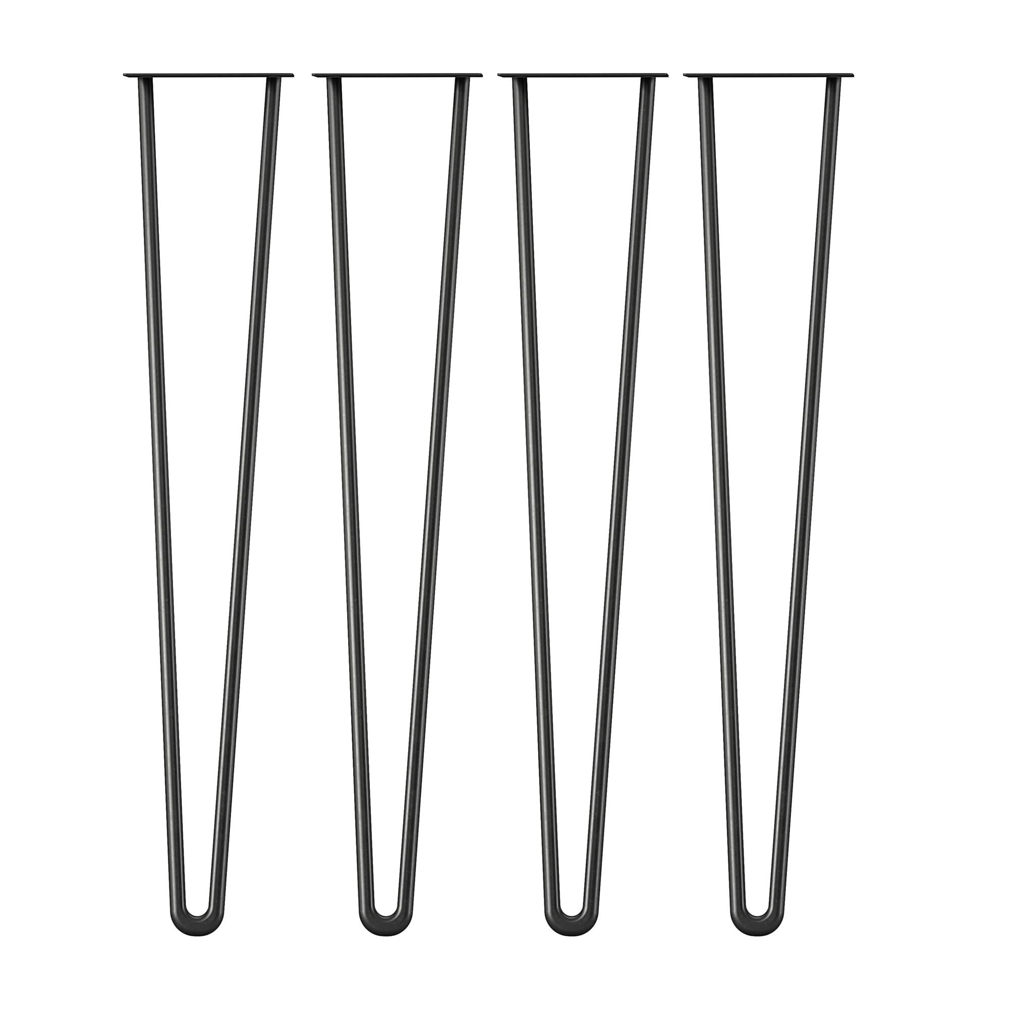 27" Black Powder Coated Steel Hairpin Furniture Legs, 4 Pack