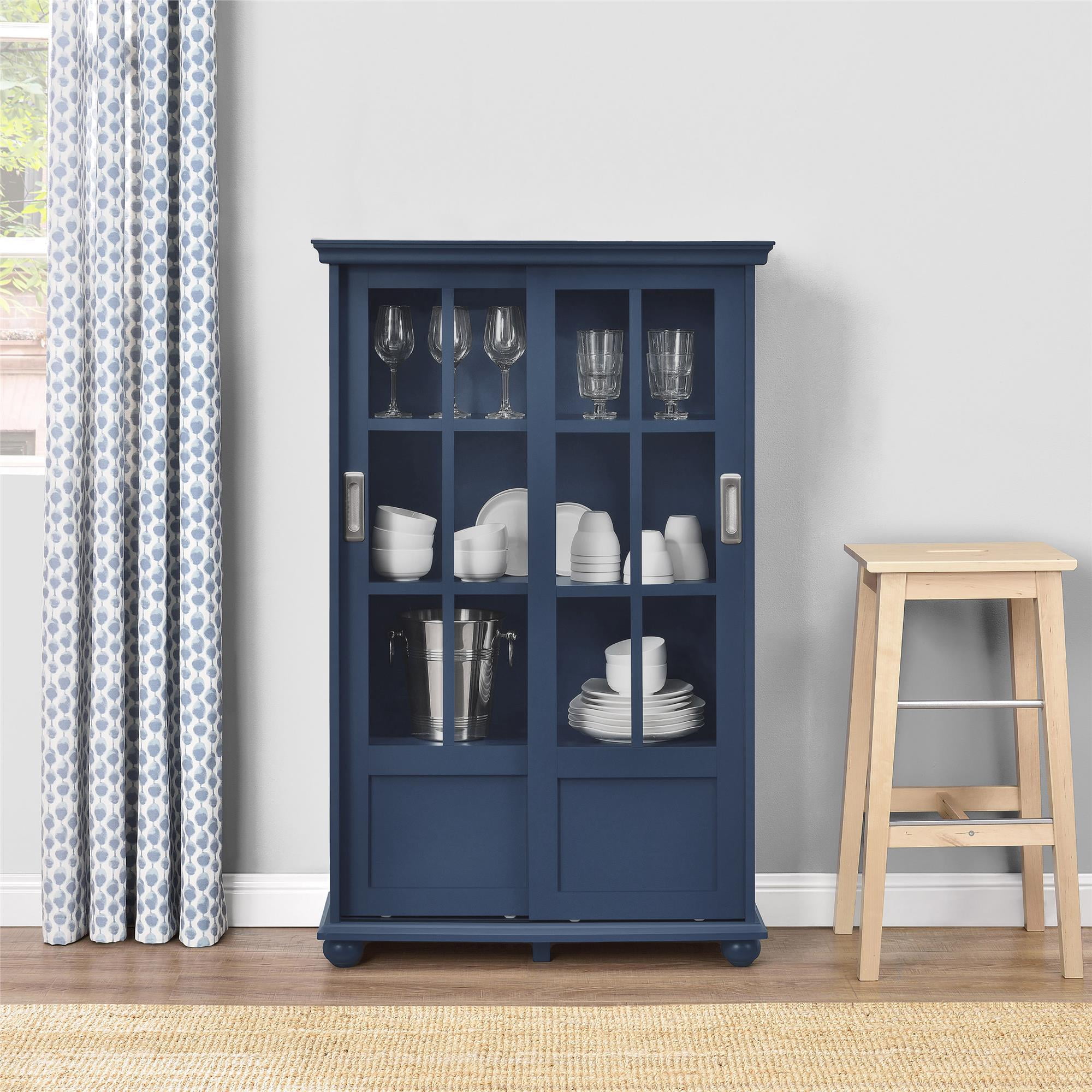 Ameriwood Home Aaron Lane Bookcase with Sliding Glass Doors, Multiple