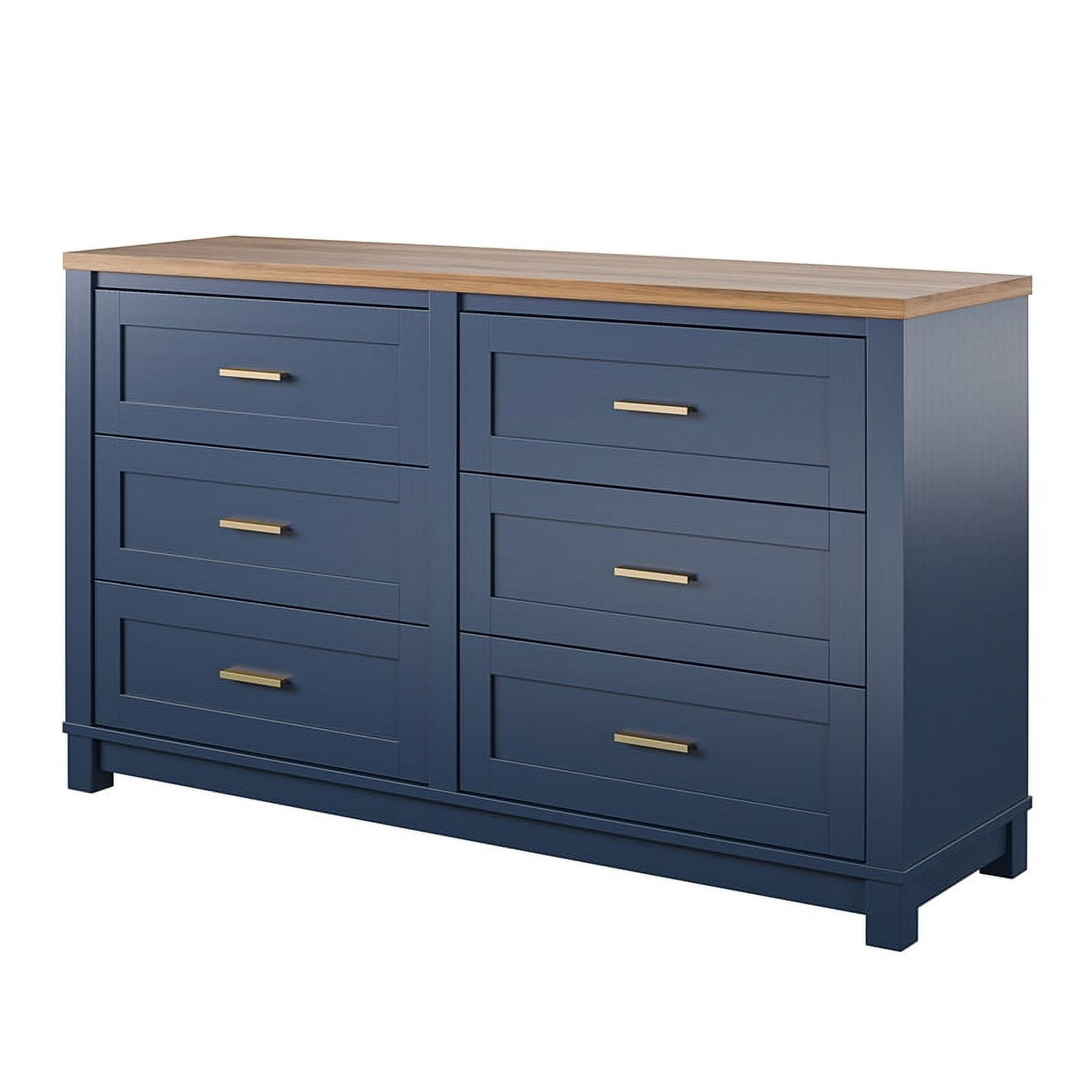 Ameriwood Home Chapel Hill 6 Drawer Wide Dresser, White with Light Brown  Woodgrain Top - Walmart.com