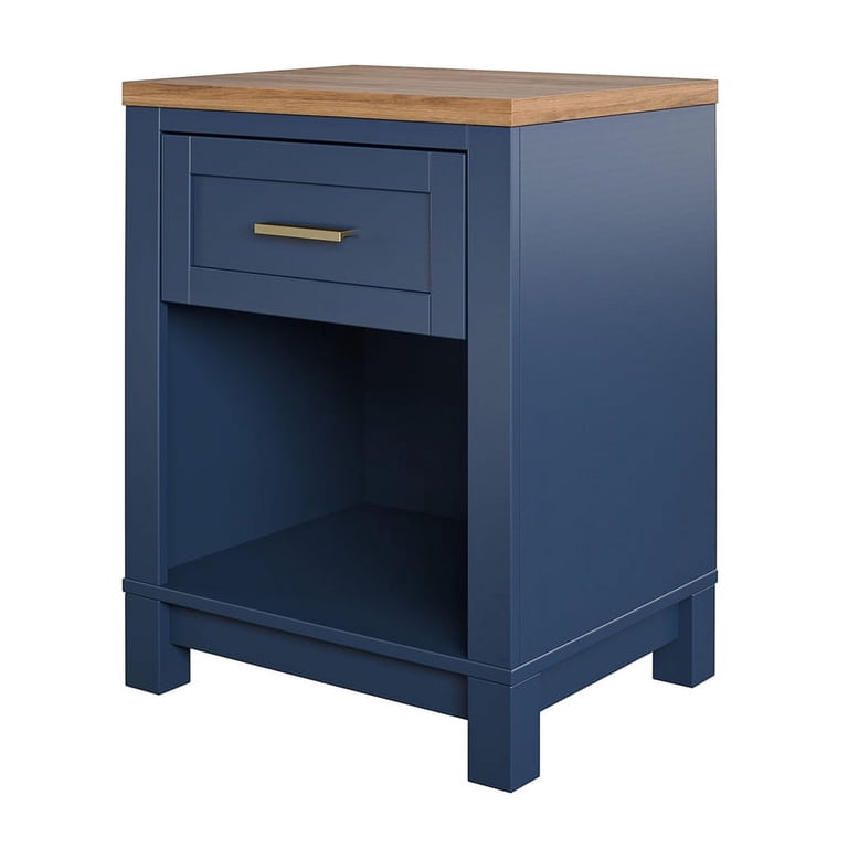 Ameriwood Home Armada Nightstand in Navy with Walnut top - Walmart.com