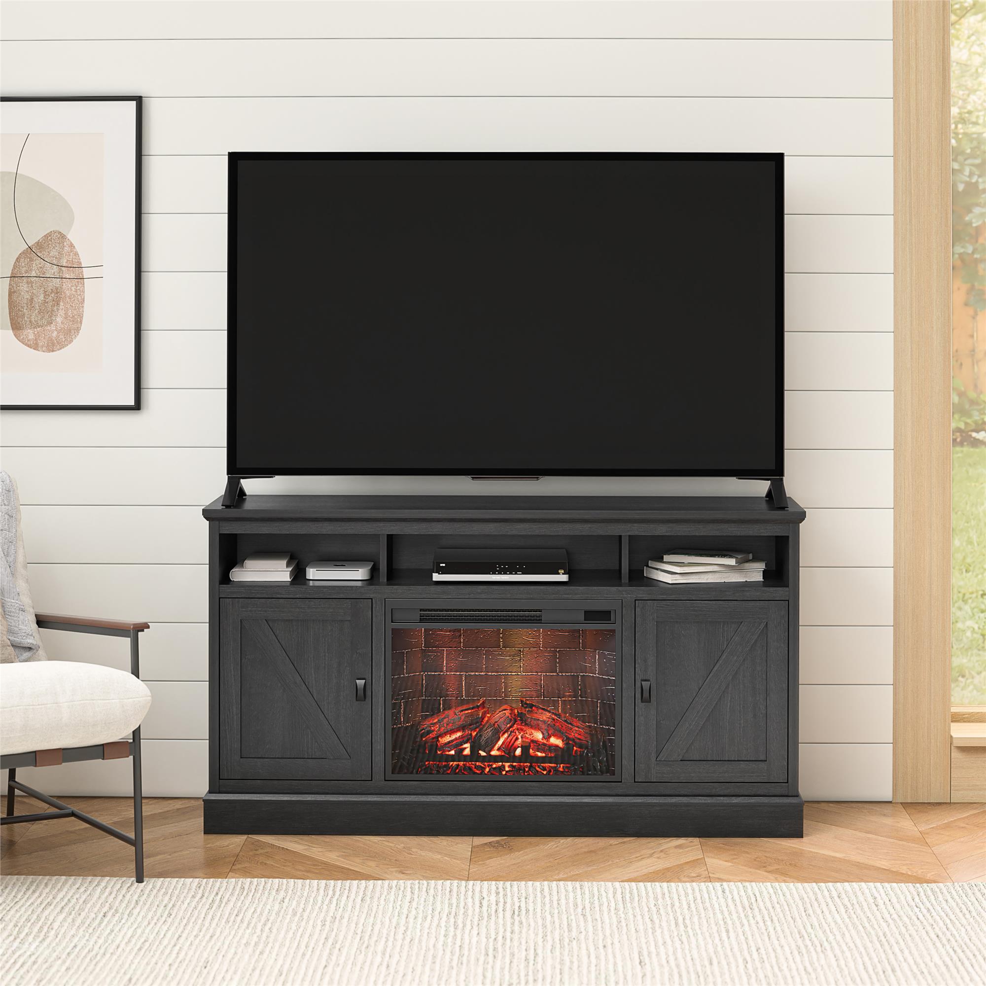 Ameriwood Home Ashton Lane Electric Fireplace TV Stand For TVs Up To 65 Black Oak: A Straightforward Review