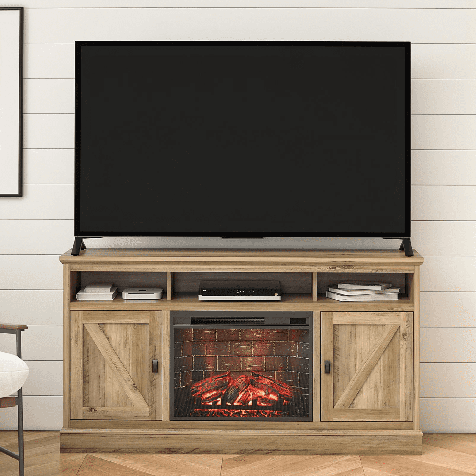 Ameriwood Home Ashton Lane Electric Fireplace TV Stand for TVs up to 65