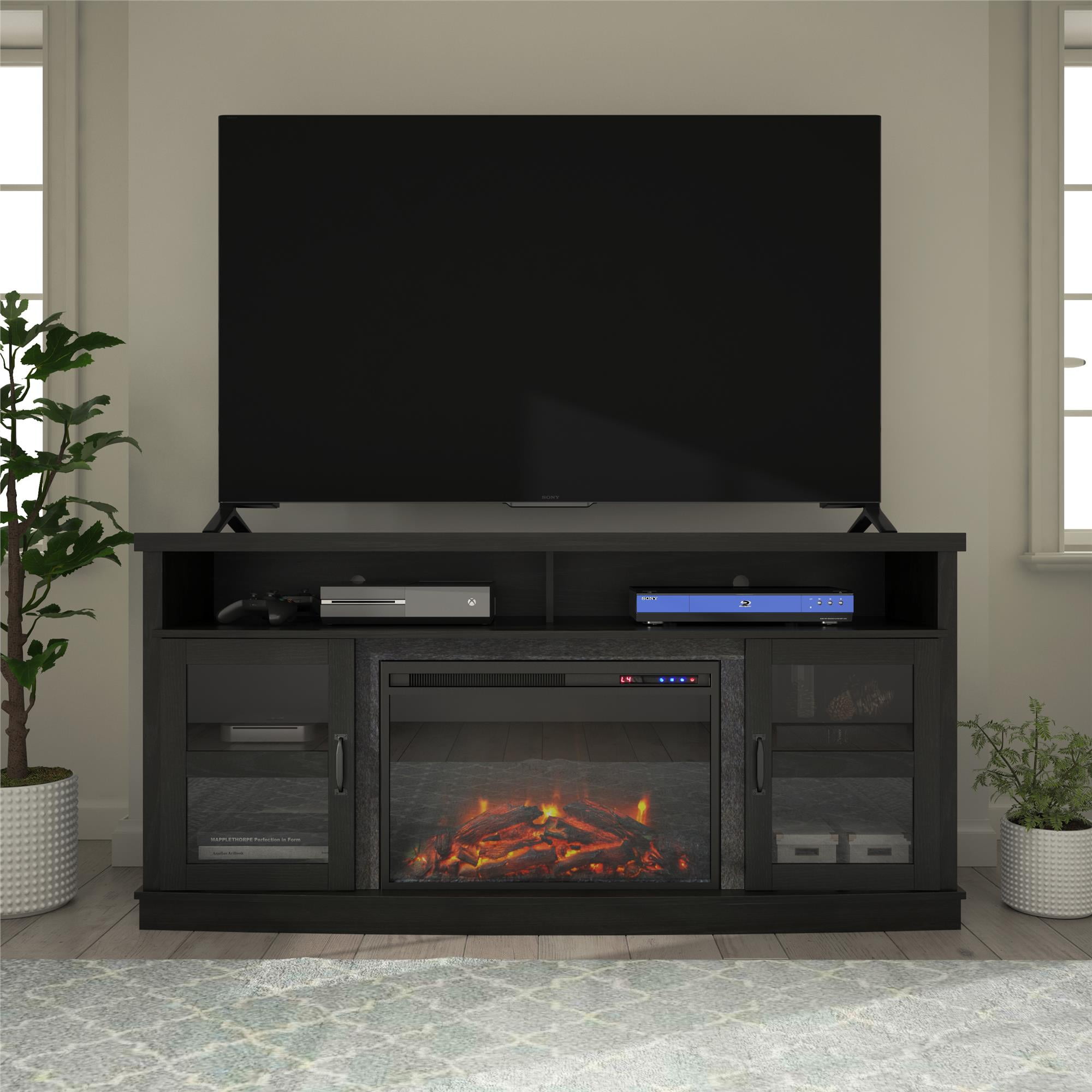 Ameriwood Home Ayden Park Fireplace TV Stand for TVs up to 65", Black