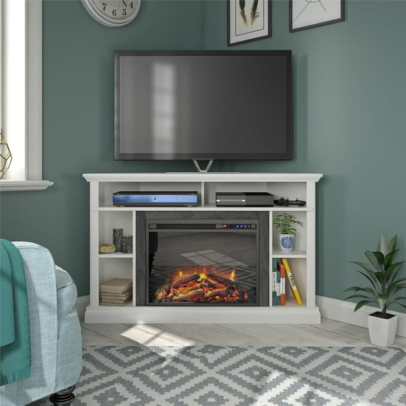 Overland Electric Corner Fireplace for TVs up to 50", White